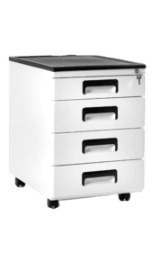 biały kontener na kółkach