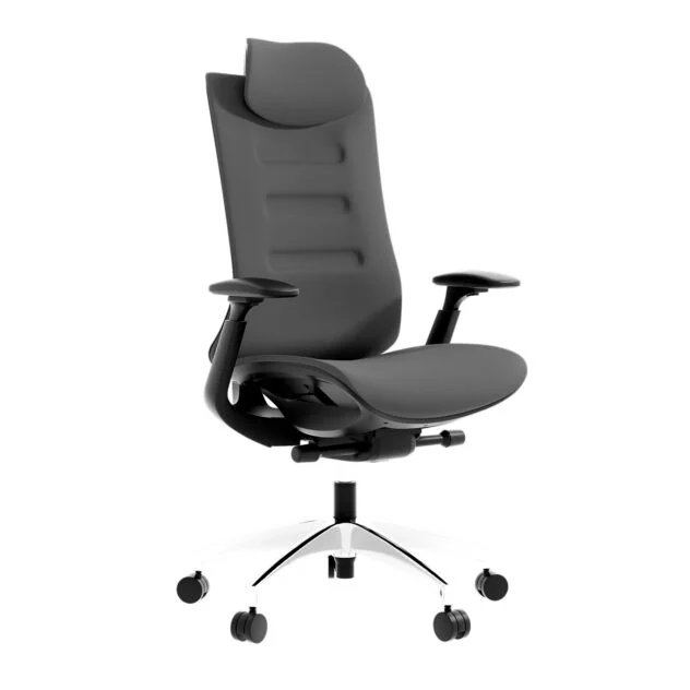 Szary Fotel Biurowy obrotowy Ergonomiczny Regulowany Wygodny - Dopasowany - obrazek 2