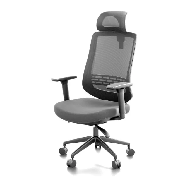 Krzesło biurowe Fotel obrotowy z zagłówkiem czarny Regulowany Ergonomiczny - obrazek 3