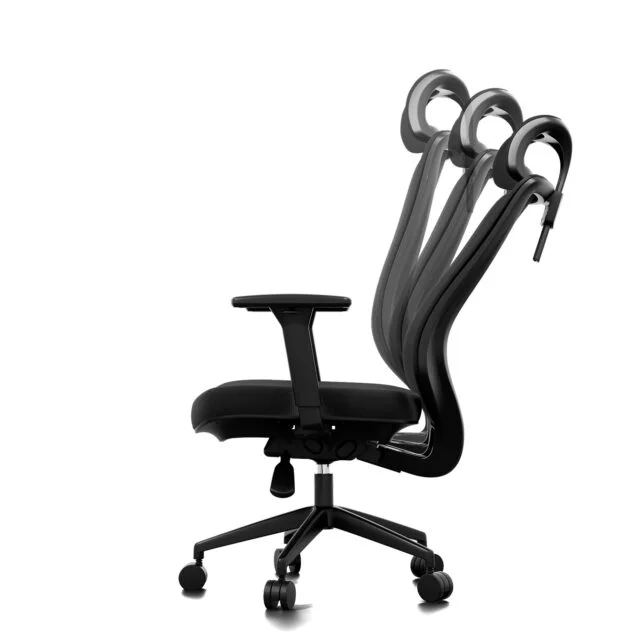 Krzesło biurowe Fotel obrotowy z zagłówkiem czarny Regulowany Ergonomiczny - obrazek 6