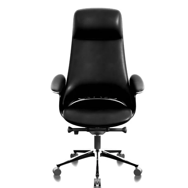 Fotel Gabinetowy Skóra Naturalna Czarny Obrotowy Niepowtarzalny Design - obrazek 4