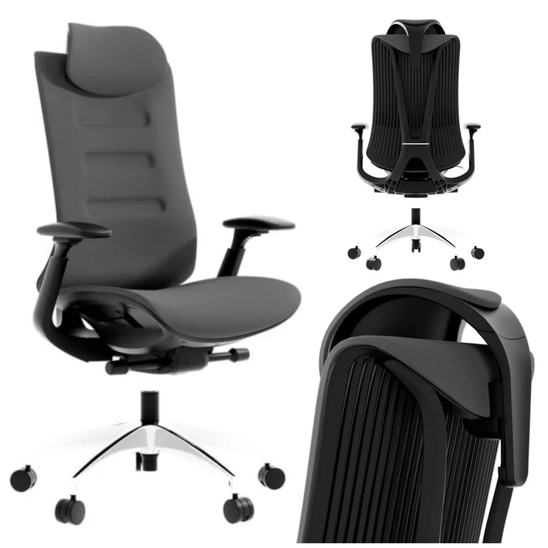 Szary Fotel Biurowy obrotowy Ergonomiczny Regulowany Wygodny - Dopasowany