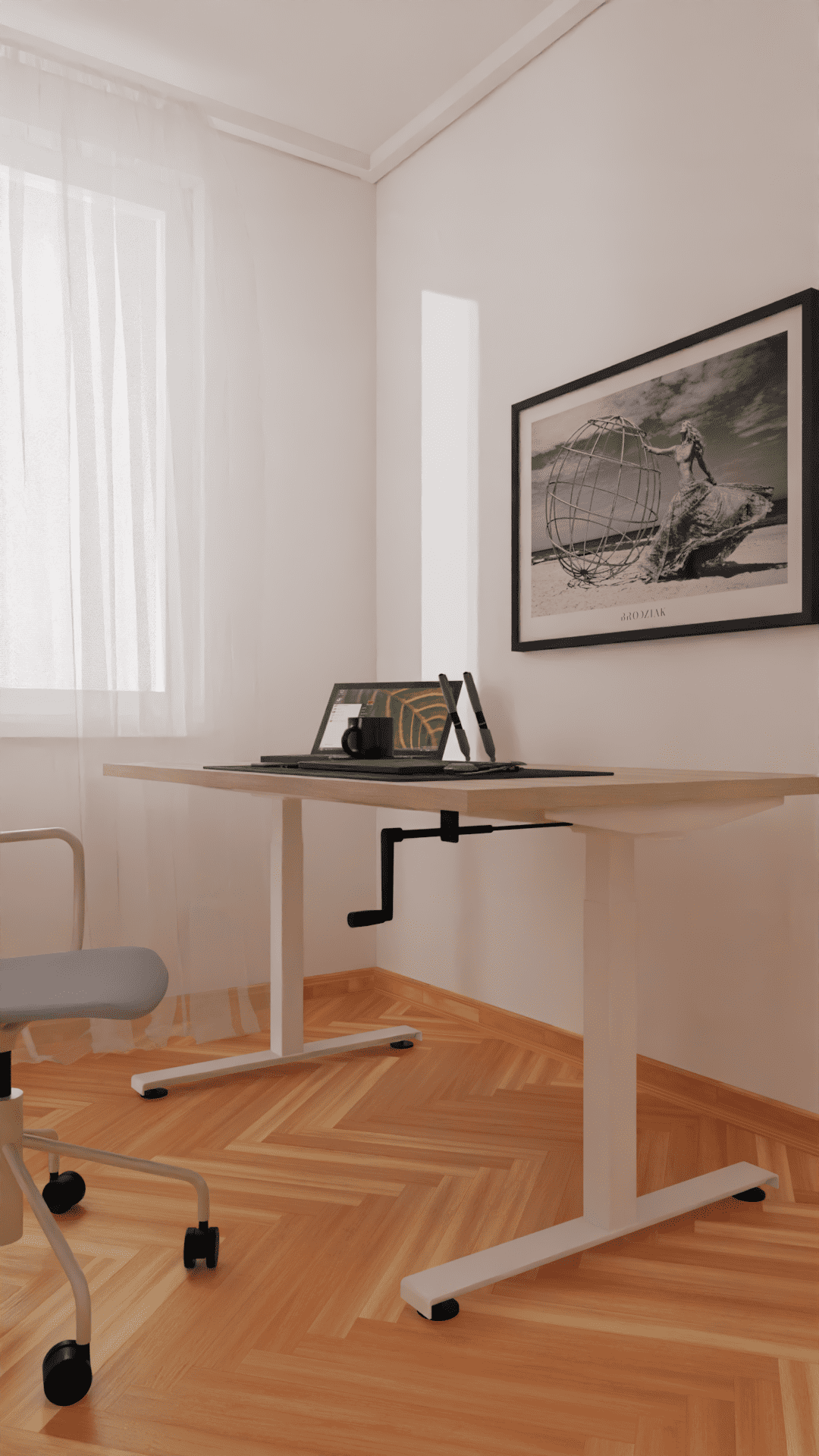 biurko do pracy na stojąco z manualną regulacją2