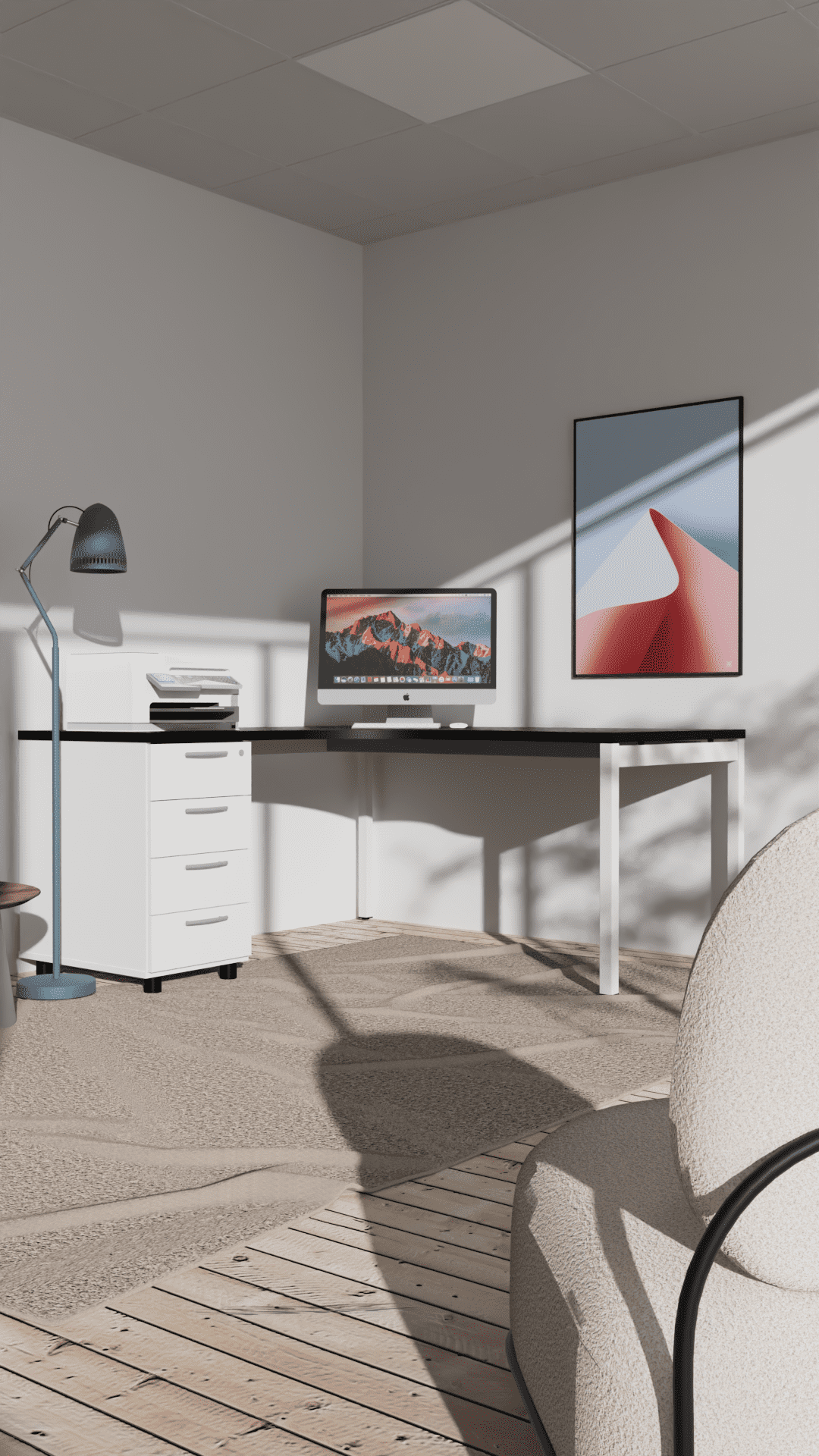 biurko z pomocnikiem